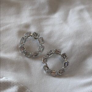 Swarovski. Elegant Silver Hoop Earrings